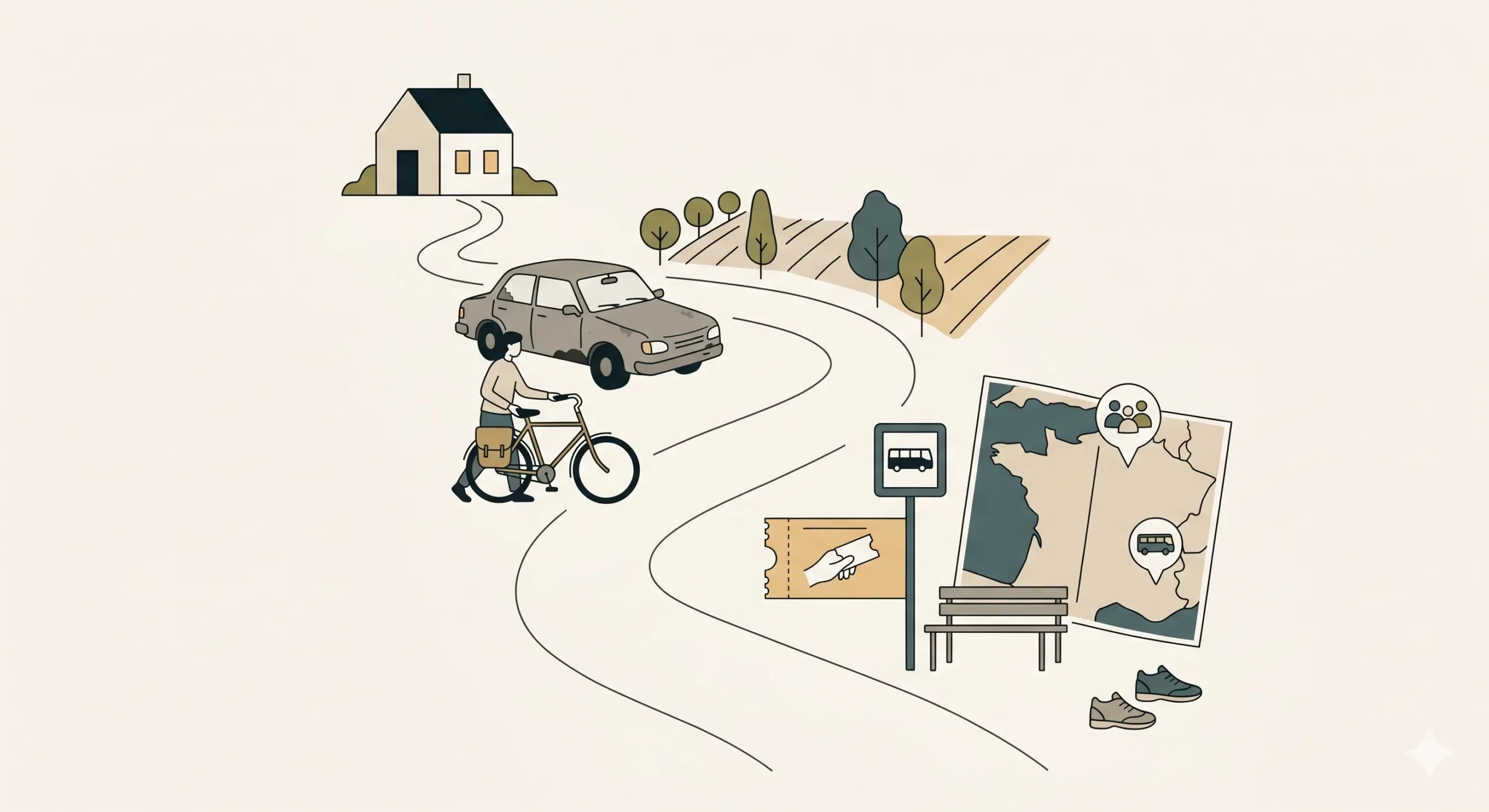 Quelles alternatives réalistes à la voiture en zone rurale ou périurbaine en 2026 ?